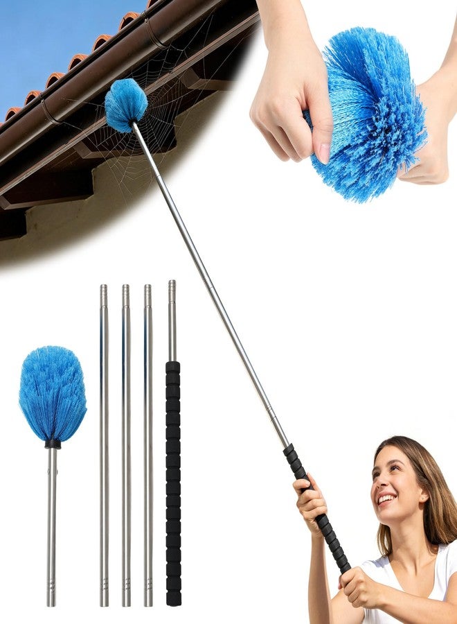 DAKEPOLE Cobweb Duster Brush with Extension Pole, Lightweight 5ft Long Spider Web Cobwebs Ceiling Fan Dust Cleaning Brush Kit with Washable Head,for Ceiling Fan, Furniture, Eaves,Vent, Roof House Cleaning - Image 1